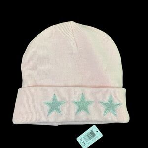 Girls Pink Knit Beanie – Silver Star Detail – NWT